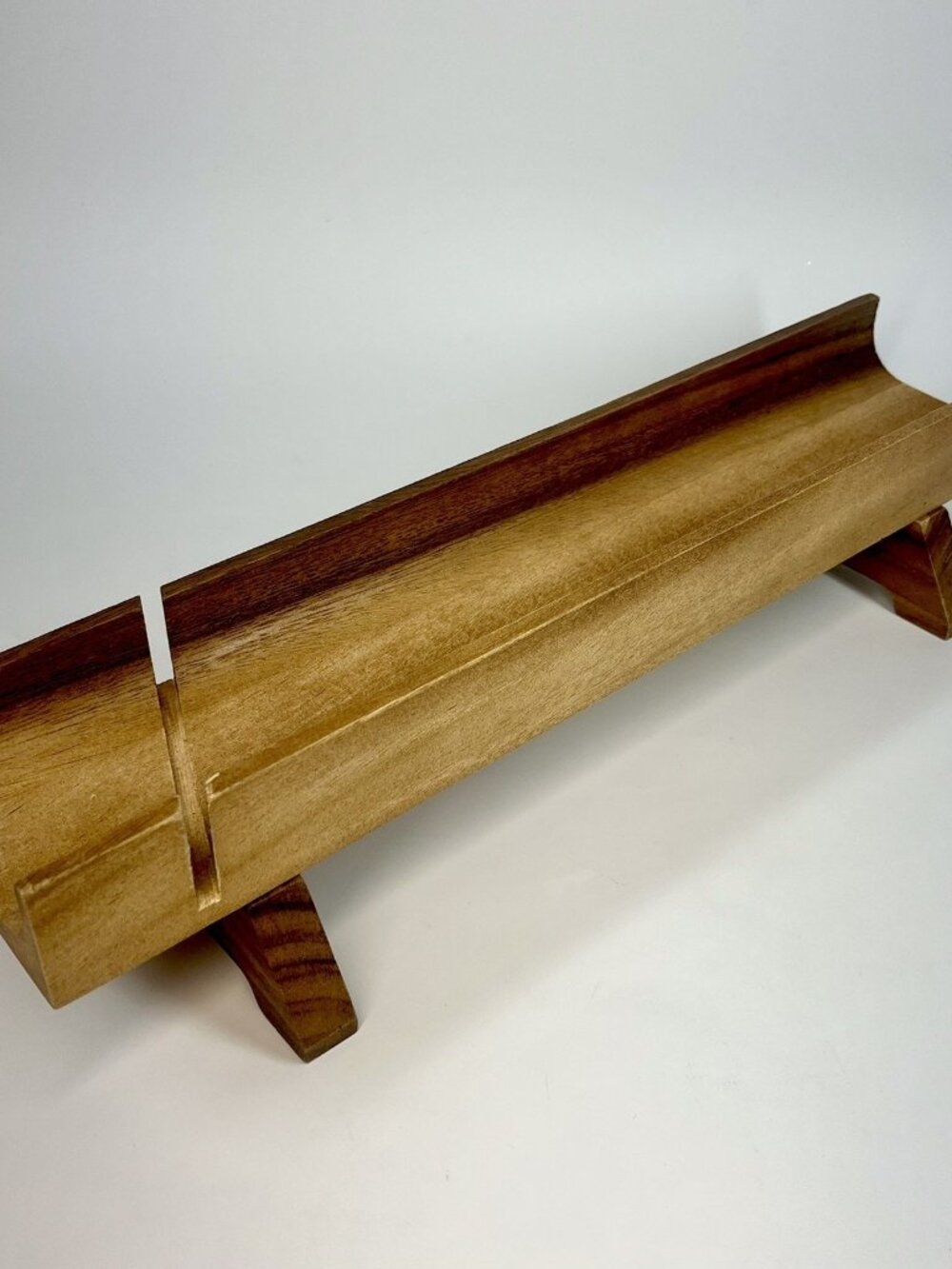 Vintage Kalmar French Baguette Bread Holder Slicing Cutting Board Teak MCM